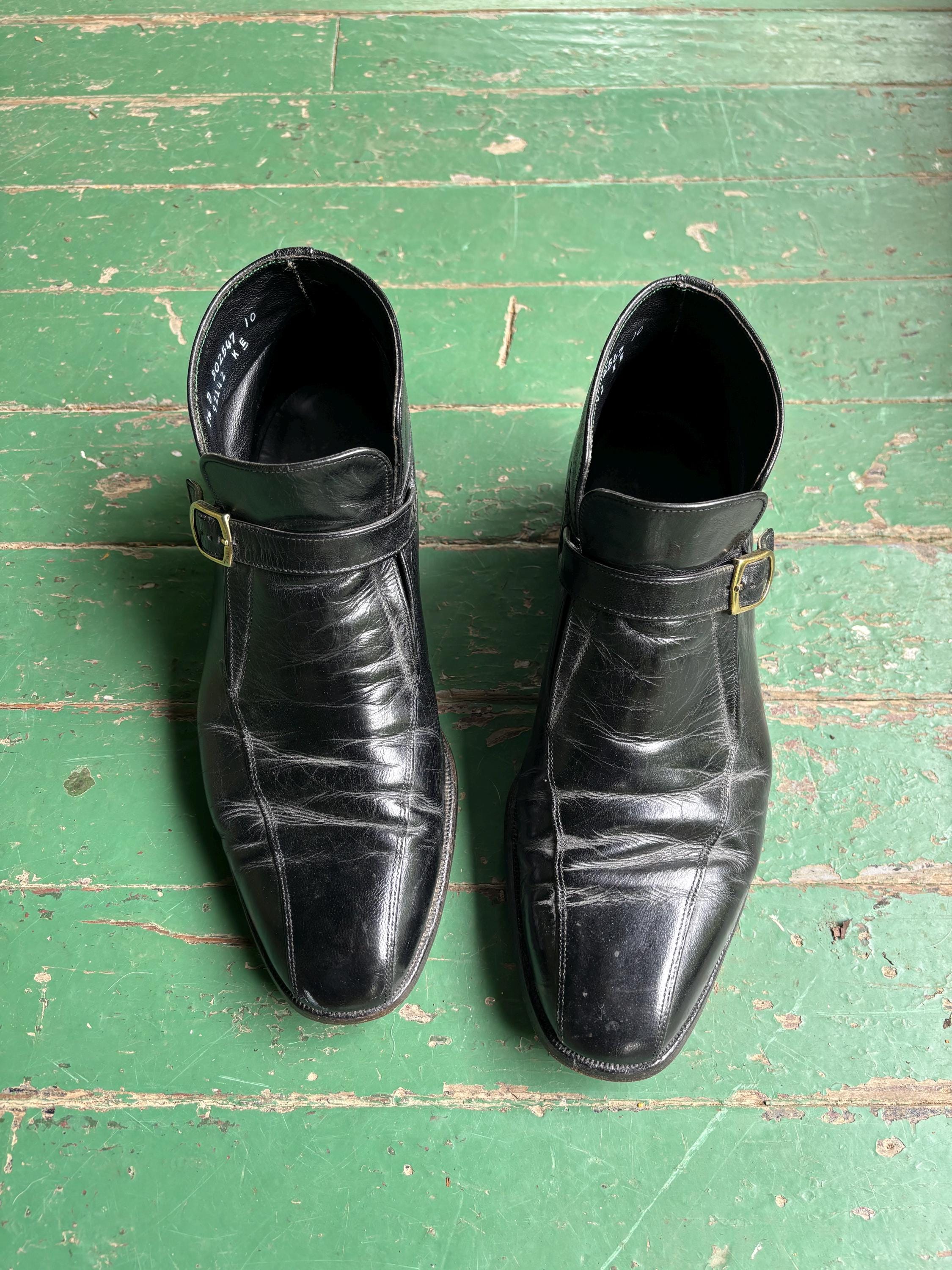 Vintage 1970s Florsheim Imperial Black Calfskin Monk Strap  display picture 2