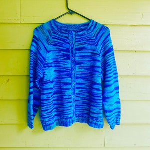 Vibrant Handknit Lightweight Wool Cardigan SizeS- M