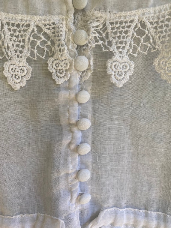 Antique Lace Trimmed Cotton Batiste Chemise or Co… - image 9