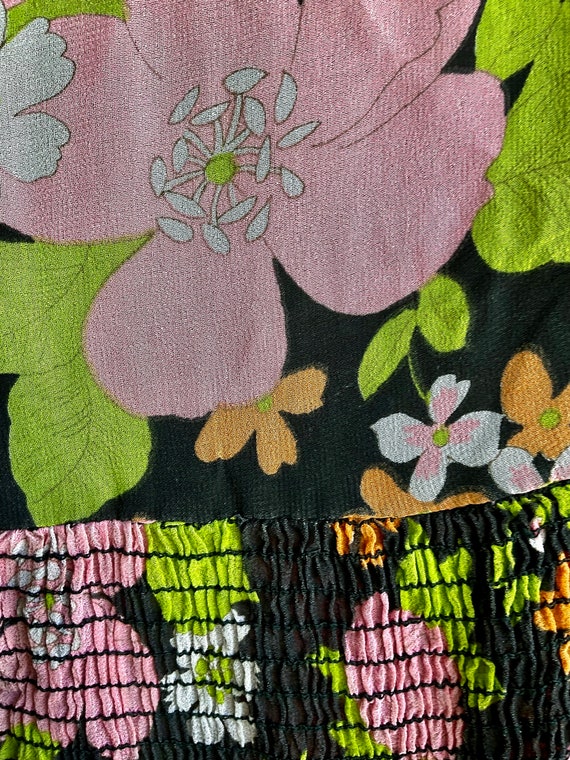 Scarce 1960s Hippie Smocked Sheer Gauze Flower Po… - image 6