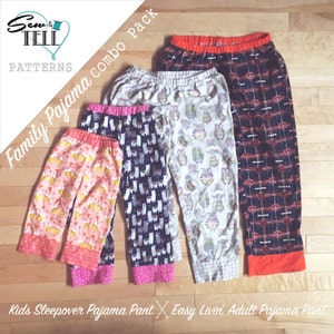 Family Pajama Pants Pattern (Easy Livin' and Sleepover Pant Pattern Combo) | Easy Sewing Digital Download PDF Pattern | 2T-12 | XS-XXL