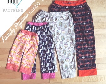 Family Pajama Pants Pattern (Easy Livin' and Sleepover Pant Pattern Combo) | Easy Sewing Digital Download PDF Pattern | 2T-12 | XS-XXL