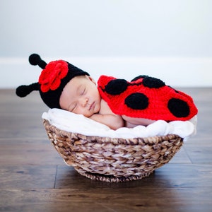 Handmade Newborn ladybug photo prop outfit