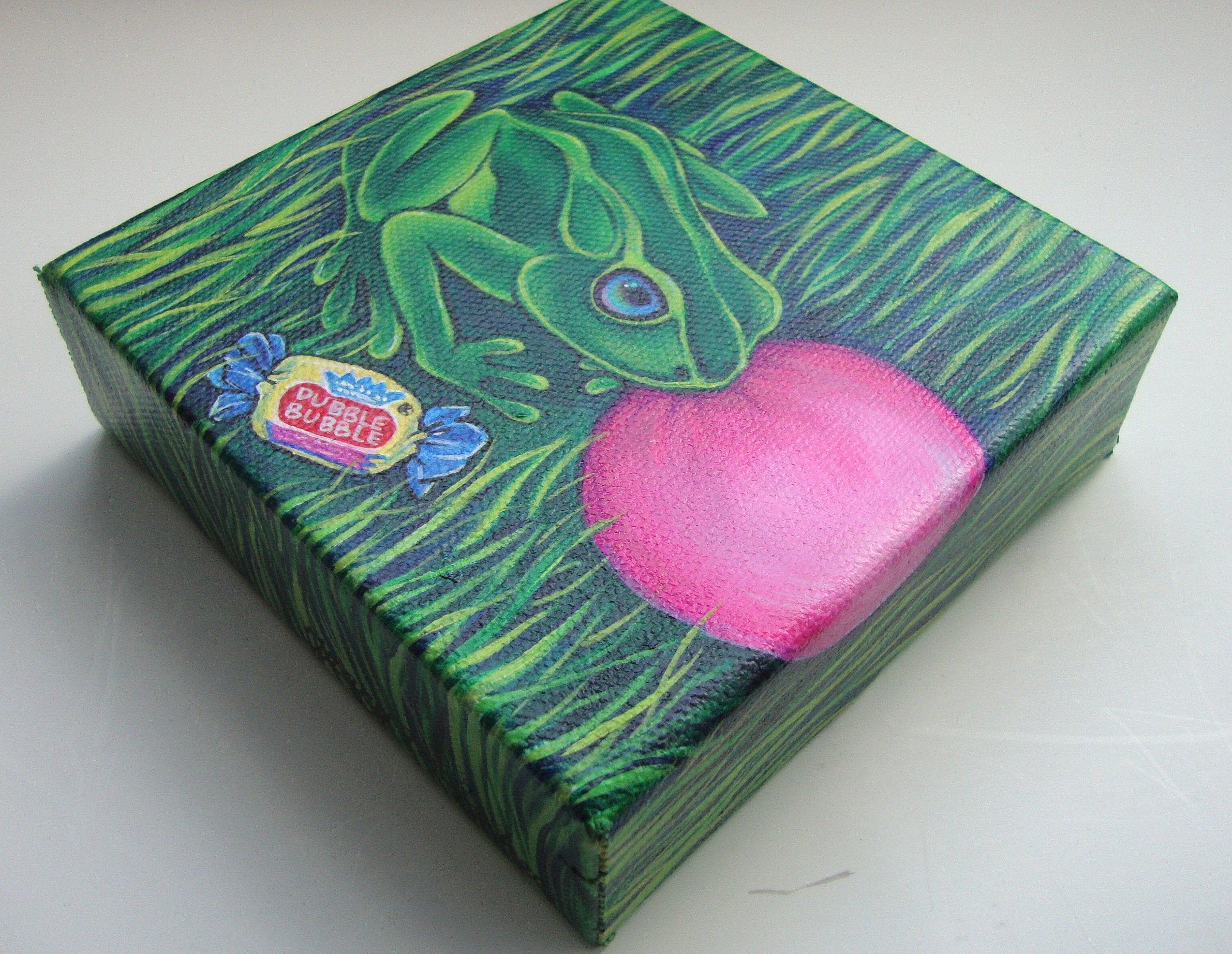Frog paintings whimsical frog art small original artwork | Etsy