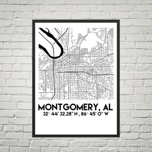 Cartaz do mapa de Montgomery, Alabama (download instantâneo)