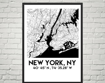 New York Map Poster 18 x 24 (Digital)