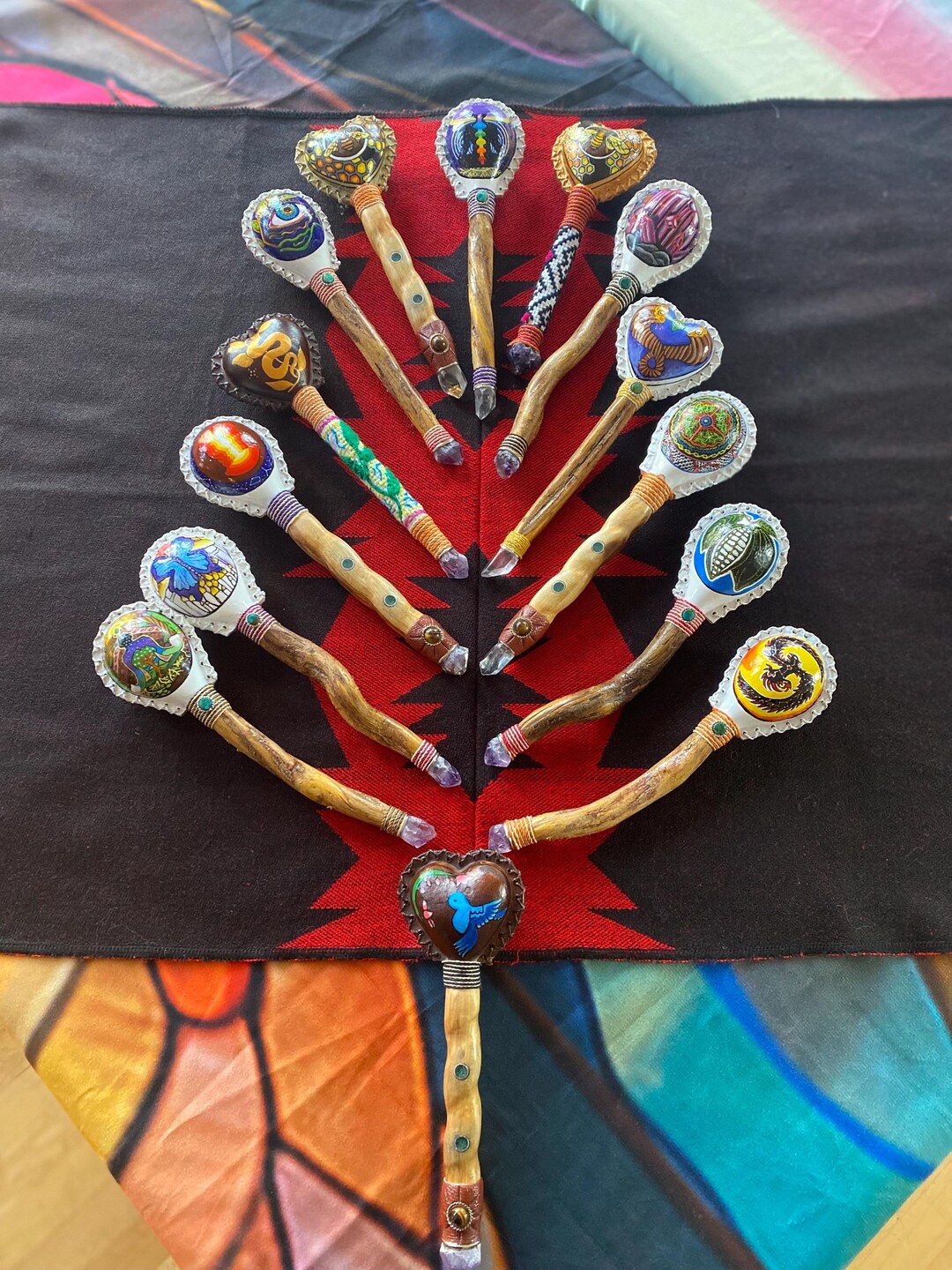 Ritual Rattle Hand Painted Peruvian Ceremony Rattle | Ayahuasca Vine or Palo Santo ...
