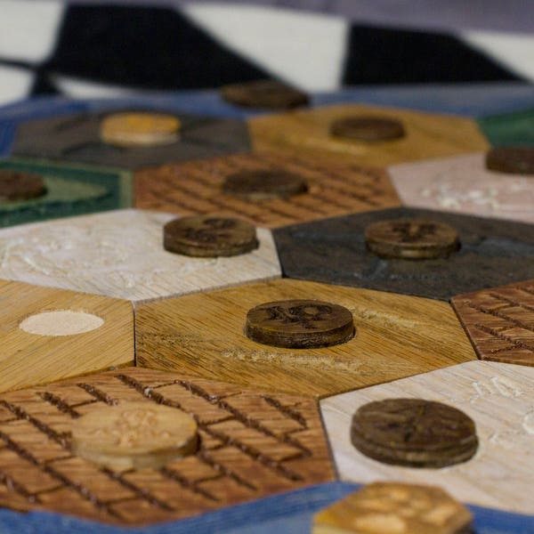Custom Settlers of Catan Board. Engraved Wooden Game Board, CNC Solid Oak