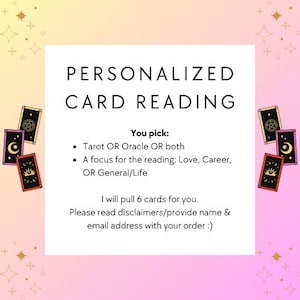Tarot- en orakelkaarten lezen – 6 gepersonaliseerde kaarten lezen | Liefde, carrière en levensbegeleiding | Engelenantwoorden | Levering op dezelfde dag