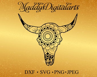 Download Free Unique Cow Skull Mandala Svg Dxfcut File Cow Skull Etsy SVG Cut Files
