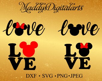 Love svg, Mickey svg, Disney love svg, Minnie svg, Love cricut, Love disney svg, Heart svg, Heart cricut,Disney SVG,Disney silhouette studio