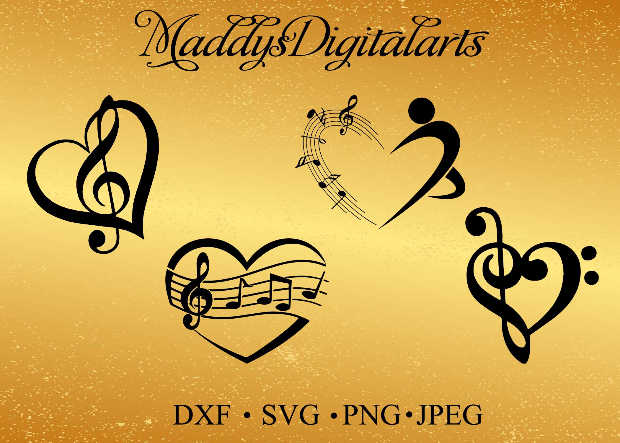 Download Music Note With Heart svg dxf jpg png Download Cut | Etsy