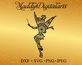 Tinkerbell Mandala Svg Design - Layered SVG Cut File - Free Fonts