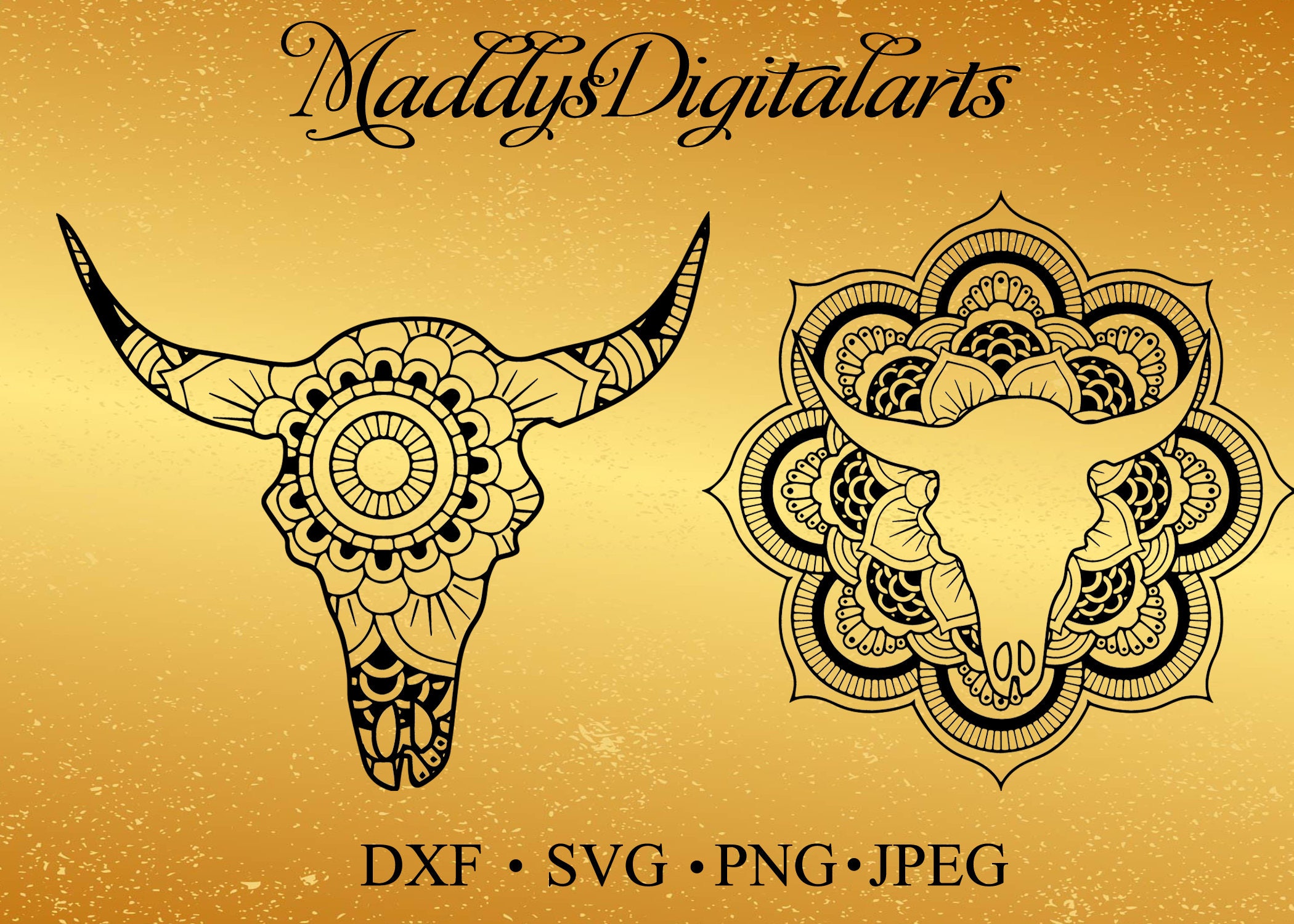 Unique Cow Skull Mandala SVG DXFcut file Cow skull | Etsy