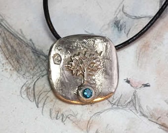 Celtic unisex pendant Yggdrasil  celtic tree of lifein goldbronze or copper+1 CZ zirconia(5 colours, on a black leather strap
