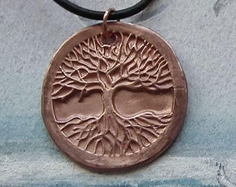 Unisex celtic Pendant, copper Yggdrasil the celts'tree of life+black leather   goldy (goldcolour) bronze on this shop