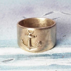 Navy/sailor's unisex ring in copper, goldy oder white bronze with an Anchor for man or woman Handmade in YOUR size image 1