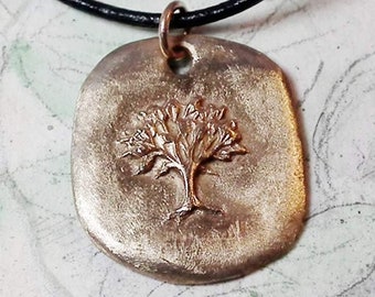 Goldbronze Yggdrasil Pendant Celtic Viking Wicca Tree of Life Unisex black Leather Cord Copper   possible for man woman teenager