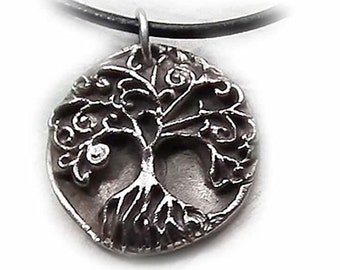 Silverbronze Yggdrasil pendant black leather celtic viking wicca tree of life 3  designs with/without  Czirconia for man woman teenager