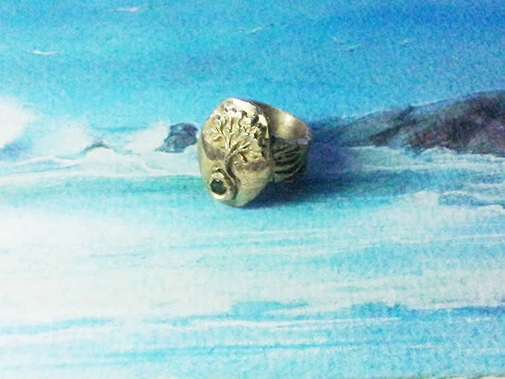bague celtique en bronze-or, Yggdrasil, arbre de vie celte + 1 zirconia vertà votre taille autre couleur de pierre et métal possible