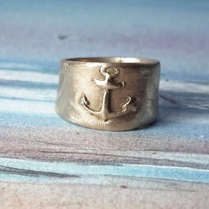 Navy/sailor's unisex ring in copper, goldy oder white bronze with an Anchor for man or woman Handmade in YOUR size image 4