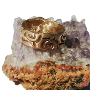 Unisex art-deco ring handmade in goldbronze 1 grün CZirconia, copper and 7 colors CZirconia & 2 colors corundum possible too image 2