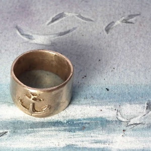 Navy/sailor's unisex ring in copper, goldy oder white bronze with an Anchor for man or woman Handmade in YOUR size image 3