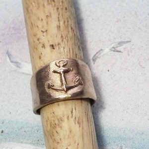 Navy/sailor's unisex ring in copper, goldy oder white bronze with an Anchor for man or woman Handmade in YOUR size image 2