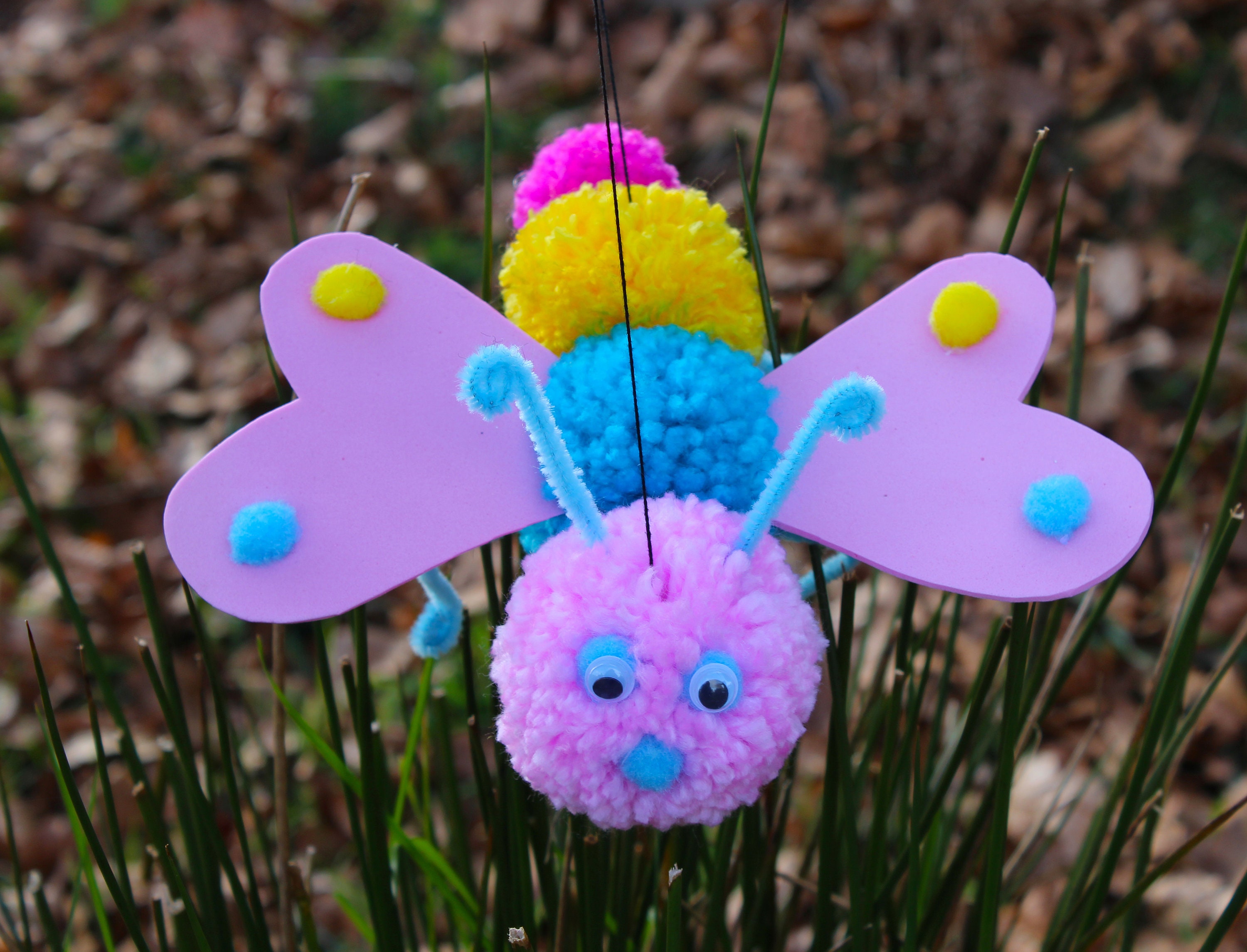 Puppet on two strings for Kids Pom poms animal Fun Etsy