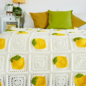 Citrus Squares Blanket Crochet Pattern // PDF File // Granny Square Blanket // Lemon Crochet