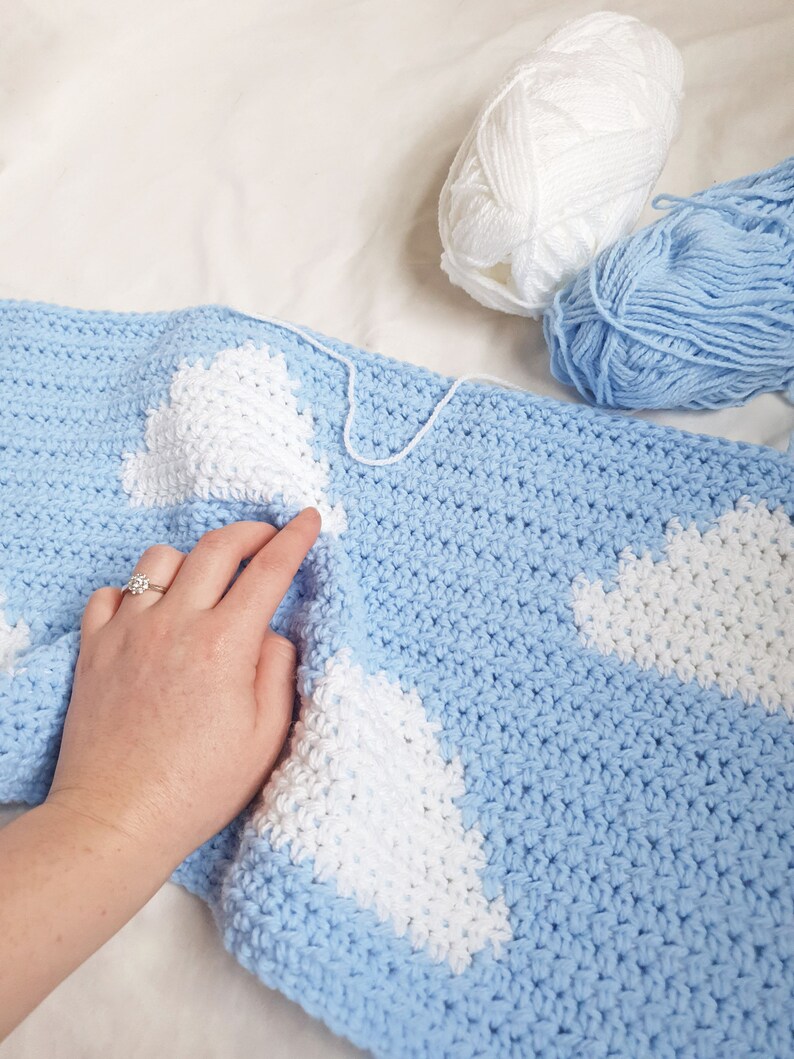 Fluffy Cloud Crochet Blanket Pattern // PDF File // Neutral Etsy