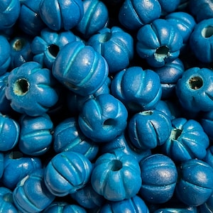 20 Small, Pumpkin-Shaped, Ceramic Beads in 14 Standard Colors or Random, Assorted Mix.