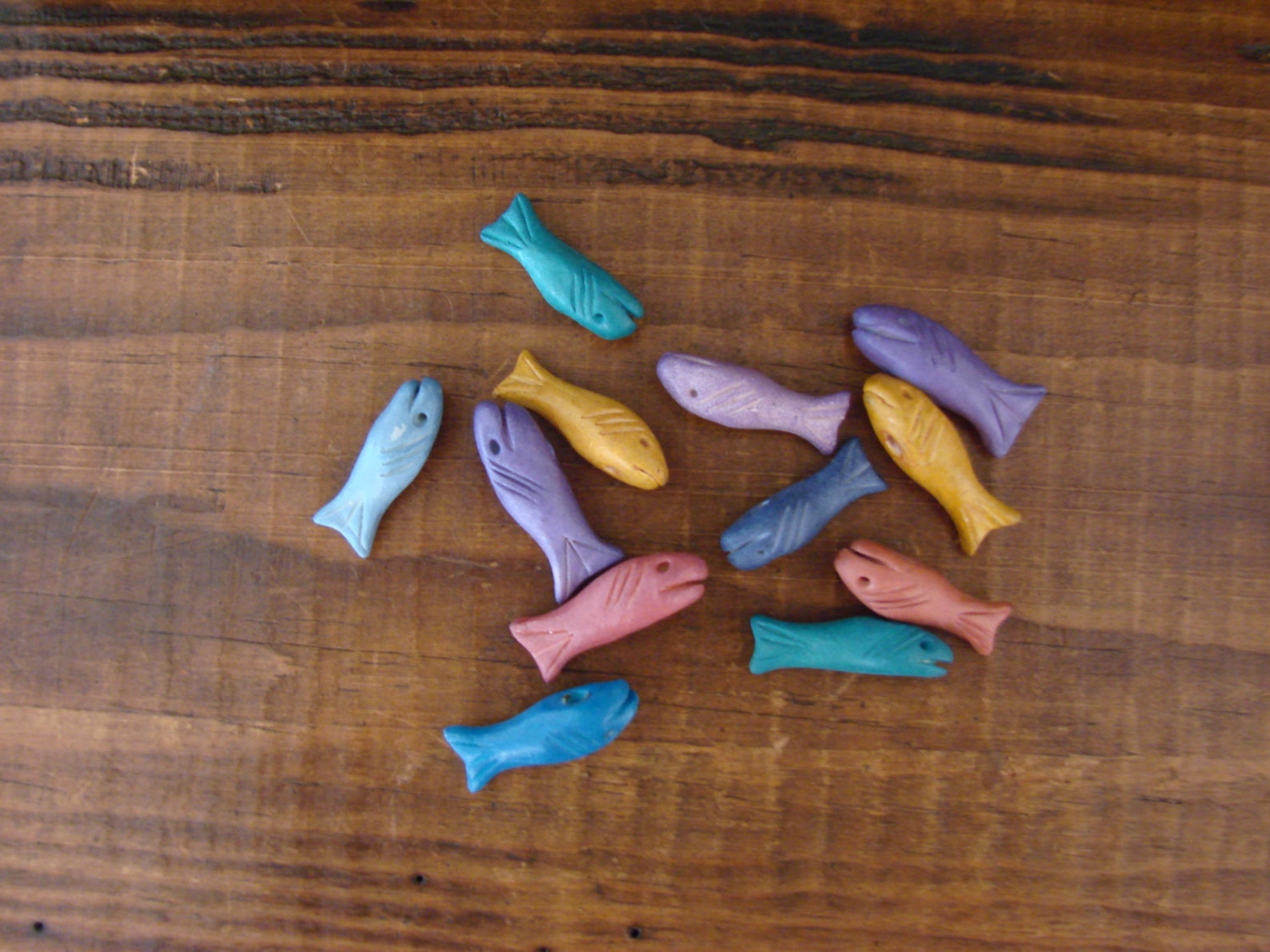 10 Handmade Ceramic Fish Beads. Etsy