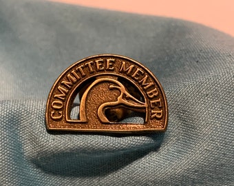 Anatre illimitate Pin Back "Membro del Comitato" Mallard 1980's - Spedizione gratuita