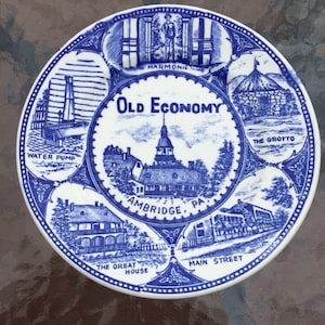 Old Economy Ambridge Pennsylvania  Decorative Blue Plate