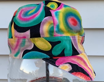 Mod Tye Dye Welders Cap Vintage Bikers Mechanics Painters Skull Hat Motorcycle