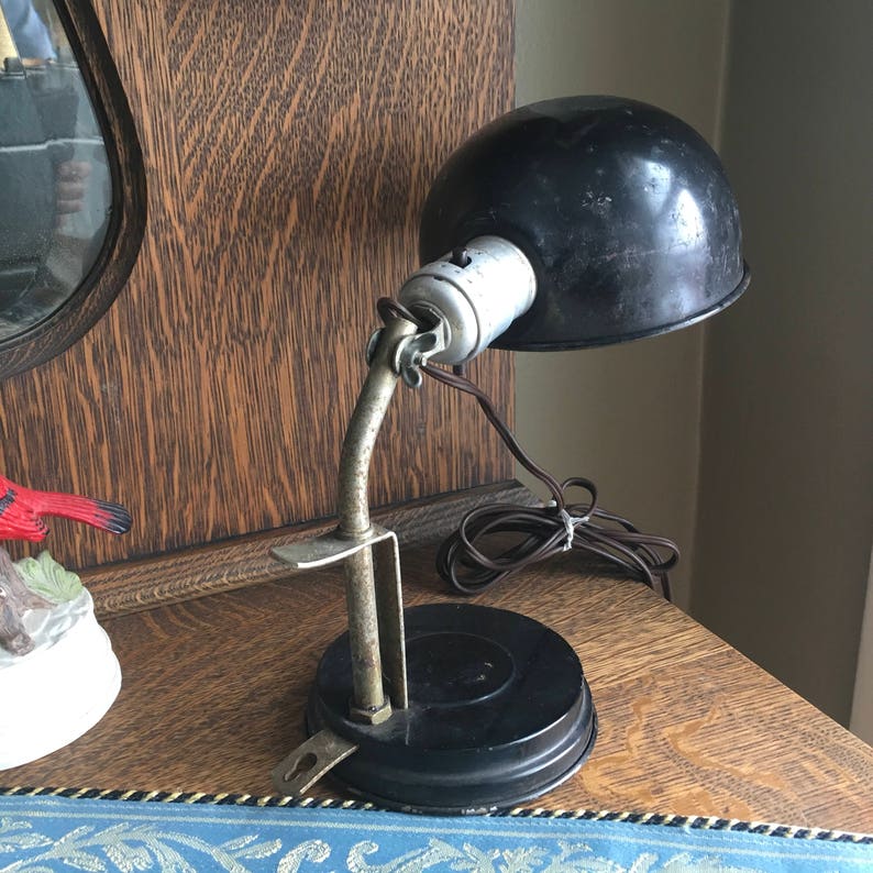 Metal Helmet Desk / Wall Lamp Leviton Light Switch Vintage ...
