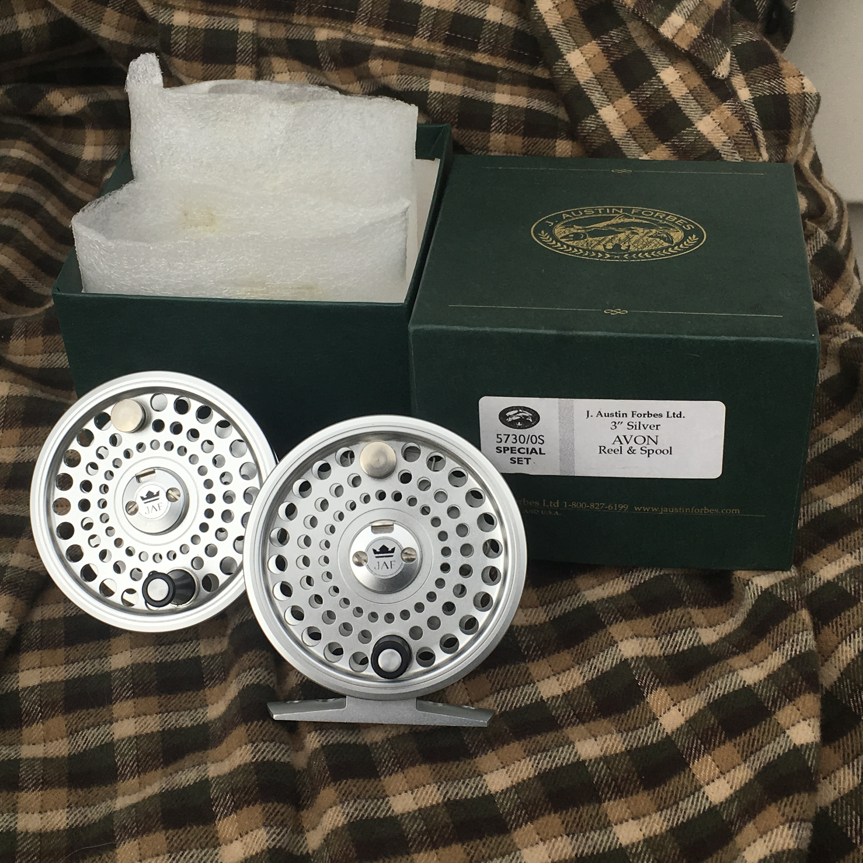 JAUSTIN FORBES MADE IN ENGLAND フライリール J Austin Forbes Ltd. Fly Reel Avon 3” Model W/ Extra Spool in Box