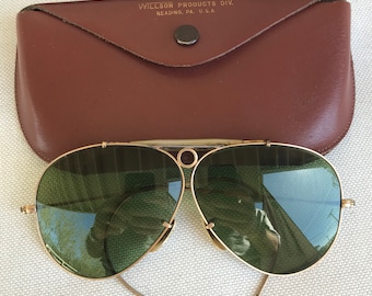 Ray Ban Aviator Sun Glasses Baush & Lomb Vintage Green Eye Glasses NICE! Gold