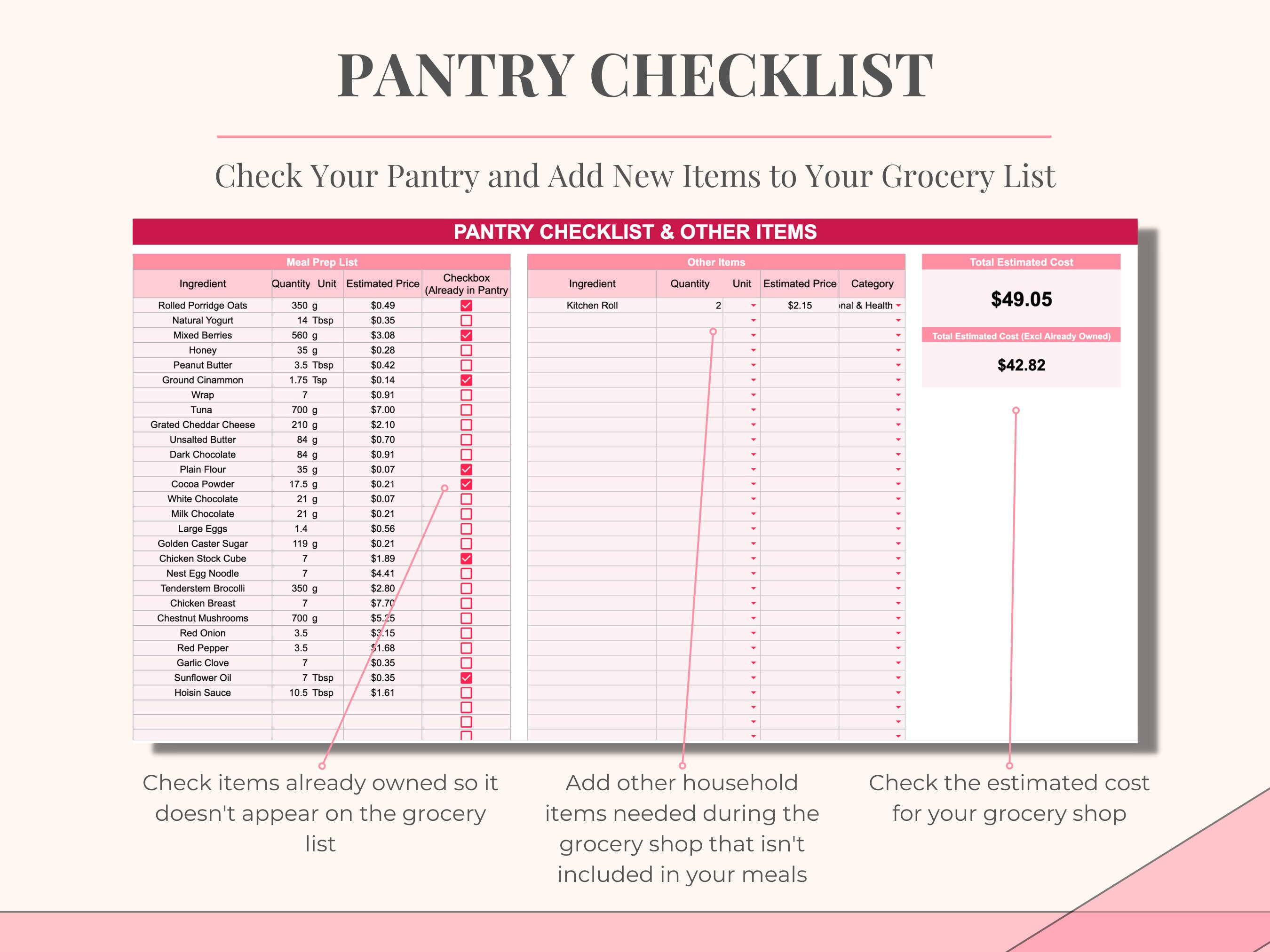 Ultimate Weekly Meal Plan Template Google Sheets | Digital Food Prep ...