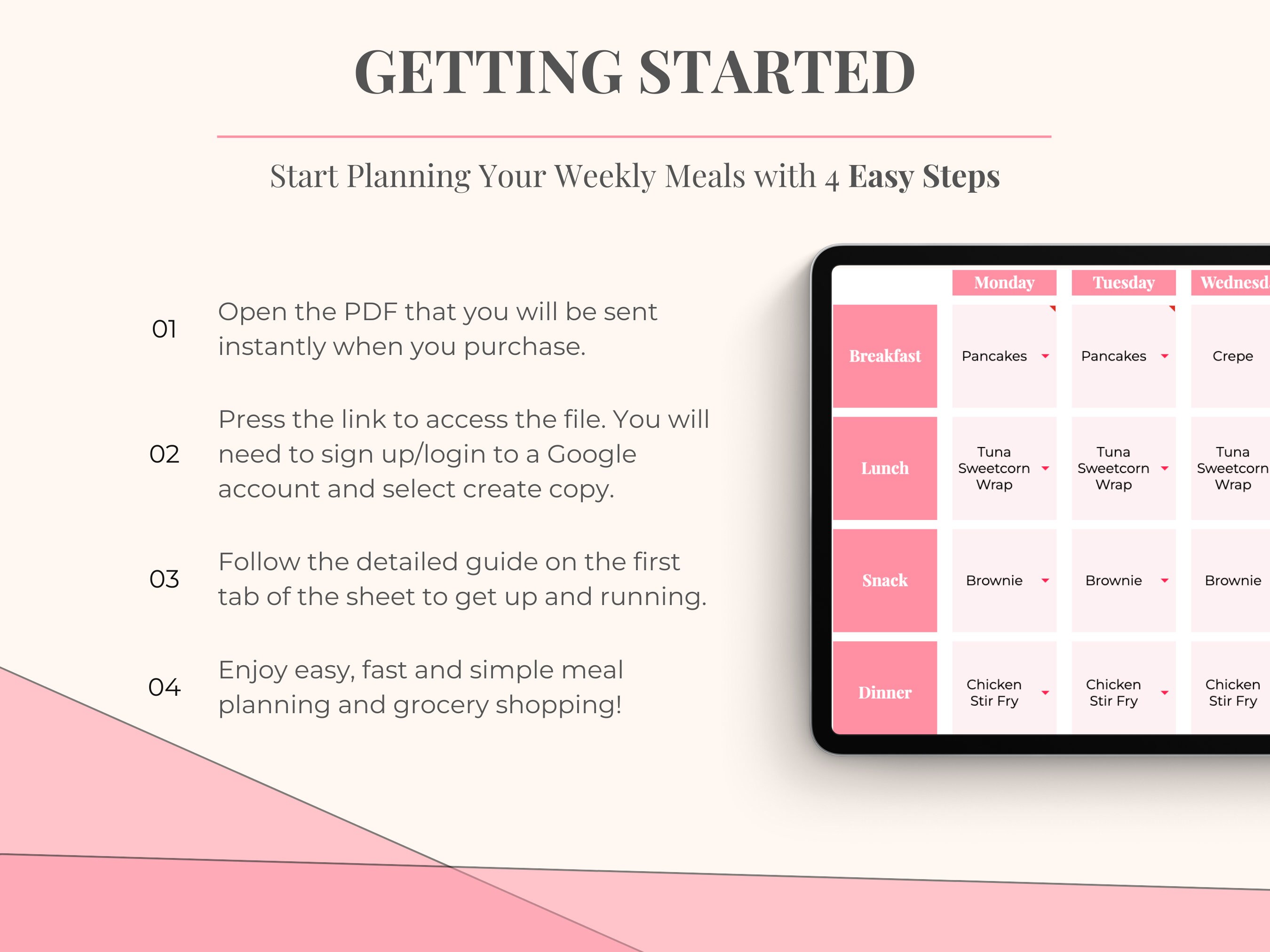 Weekly Meal Planner With Grocery List | Digital Meal Plan Template ...