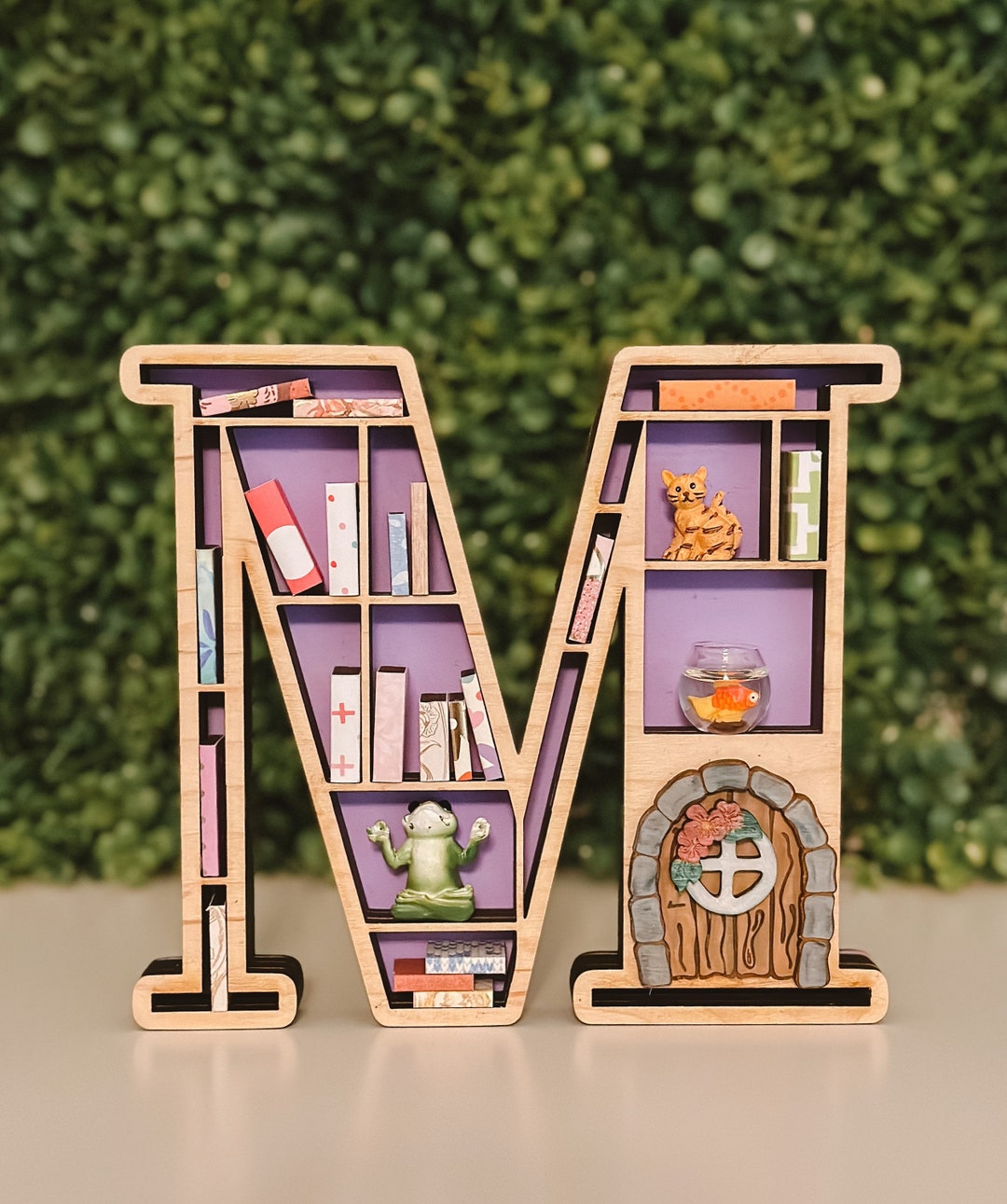 Mini Bookshelf, 3D Wood Mini Bookshelf, Letter Bookshelf, Book Lover