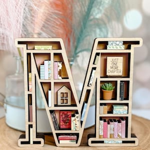 Mini Bookshelf, 3-D Mini Bookshelf, Letter Bookshelf, Gift for Her, Mini Books, Book Lover, Book Wall Decor, Book Club Gift, Teacher Gift