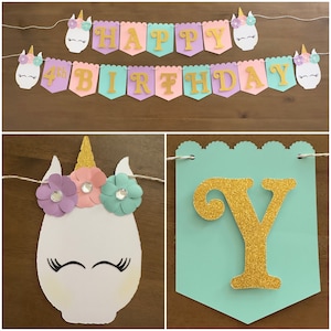 Glam Unicorn Banner, Happy Birthday Banner, Unicorn Banner, Unicorn Happy Birthday Banner