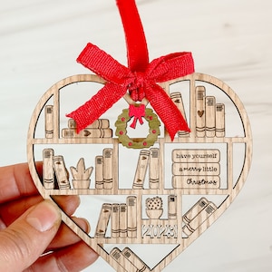 Book Christmas Ornament, Heart Bookcase Ornament, Book Lovers Ornament, Librarian Ornament, Book Ornament, Book Related, Book Lover Ornament