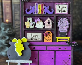Halloween Mini Hutch, Ghost, Potions & Spells, Spooky Shelf Sitter, Paint Party Blanks, Spooky Season, Tricks, Treats, Spooky Paint DIY Kit