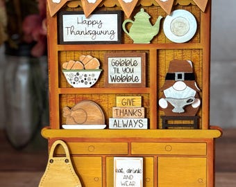 Thanksgiving Mini Hutch Shelf Sitter, Paint Party Blanks, Gobble, Gather, Give Thanks, Paint & Sip Paint Party Kit, Friendsgiving, Touchdown