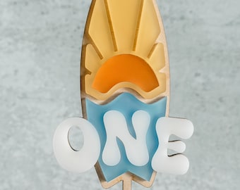 Here comes the one, Surfs up Cake Topper, SurfBoard Birthday Cake Topper, The big one cake topper, Hawaiian One Cake Topper, Sun, Waves