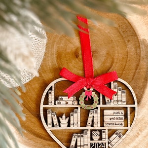 Book Christmas Ornament, Heart Bookcase Ornament, Book Lovers Ornament, Librarian Ornament, Book Ornament, Book Related, Book Lover Ornament
