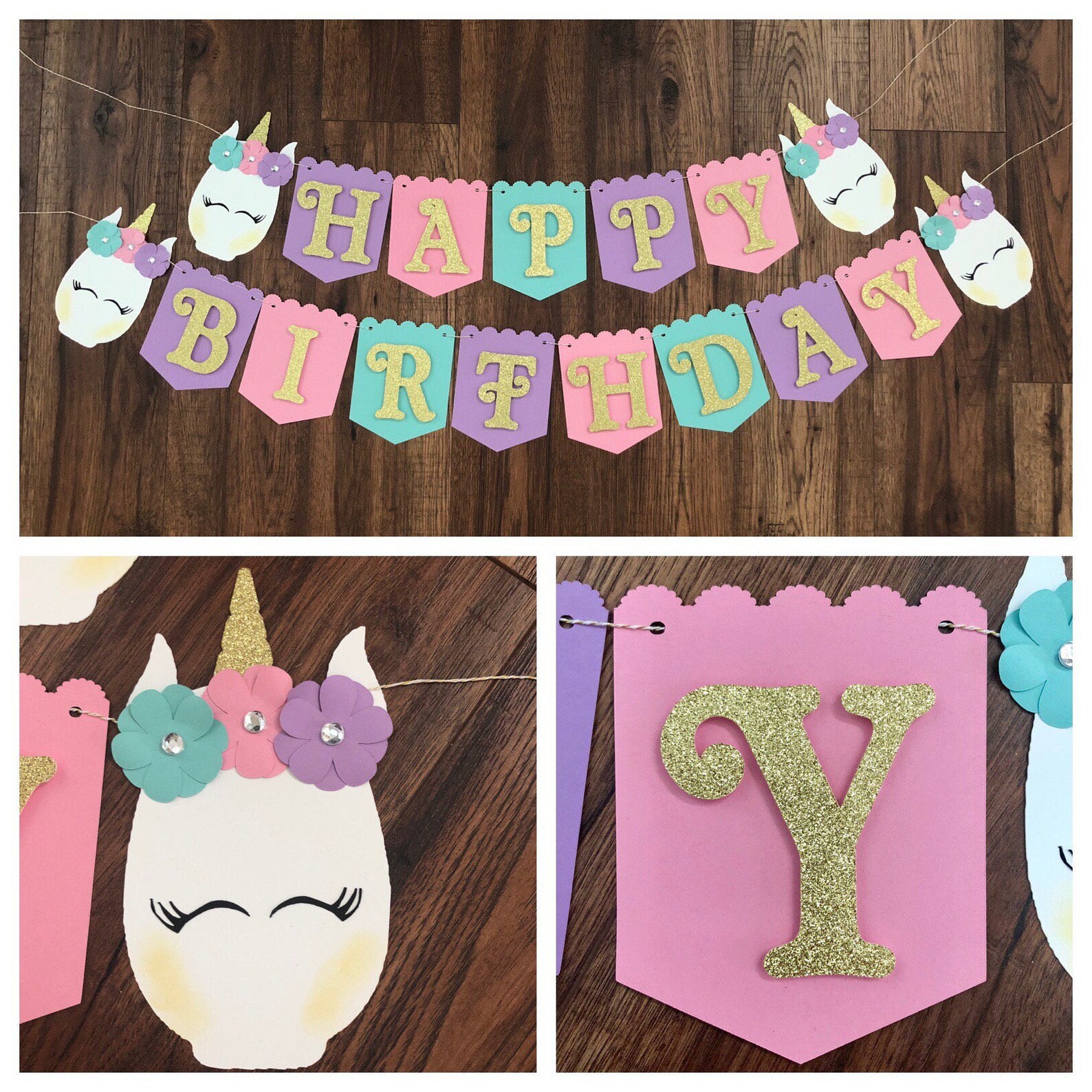 Birthday Banner Unicorn
 Glam Unicorn Banner Happy Birthday Banner Unicorn Banner Etsy